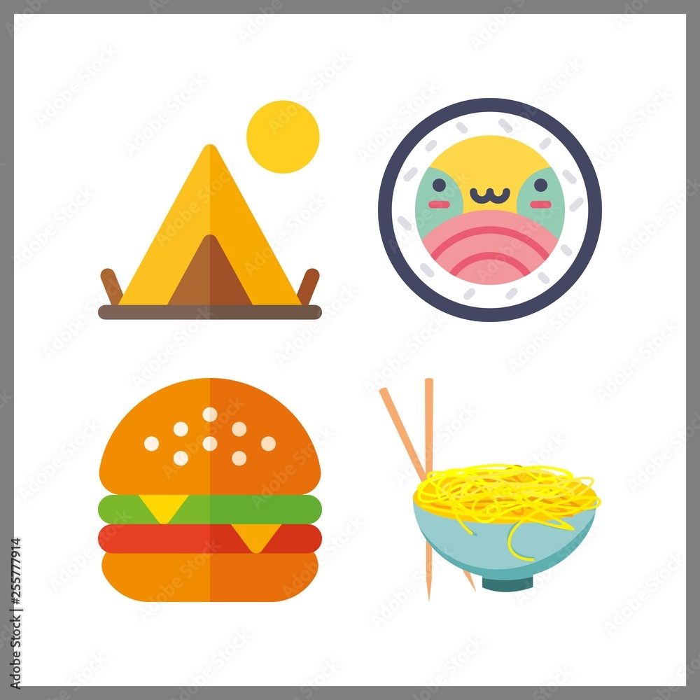 4 dinner icon. Vector illustration dinner set. hamburger and spaghetti icons for dinner works 4 dinner icon. Vector illustration dinner set. hamburger and spaghetti icons for dinner works