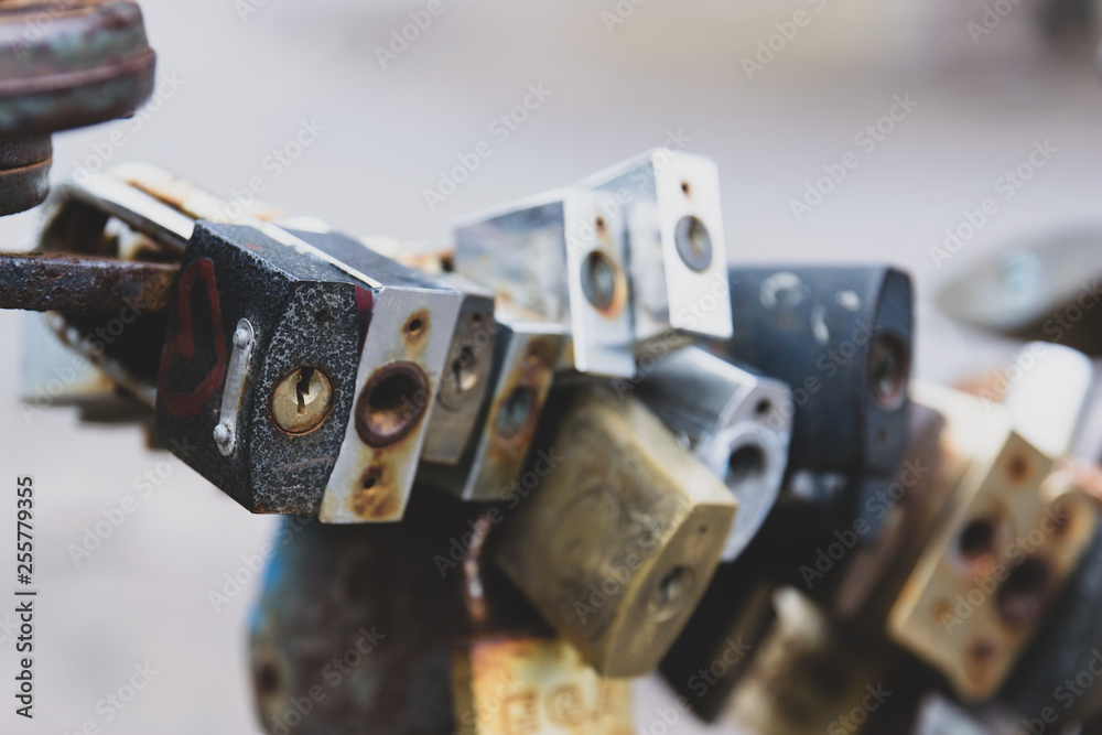 closeup old rusty locks
