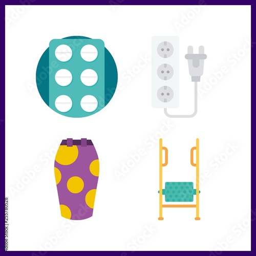 4 people icon. Vector illustration people set. socket and skirt icons for people works