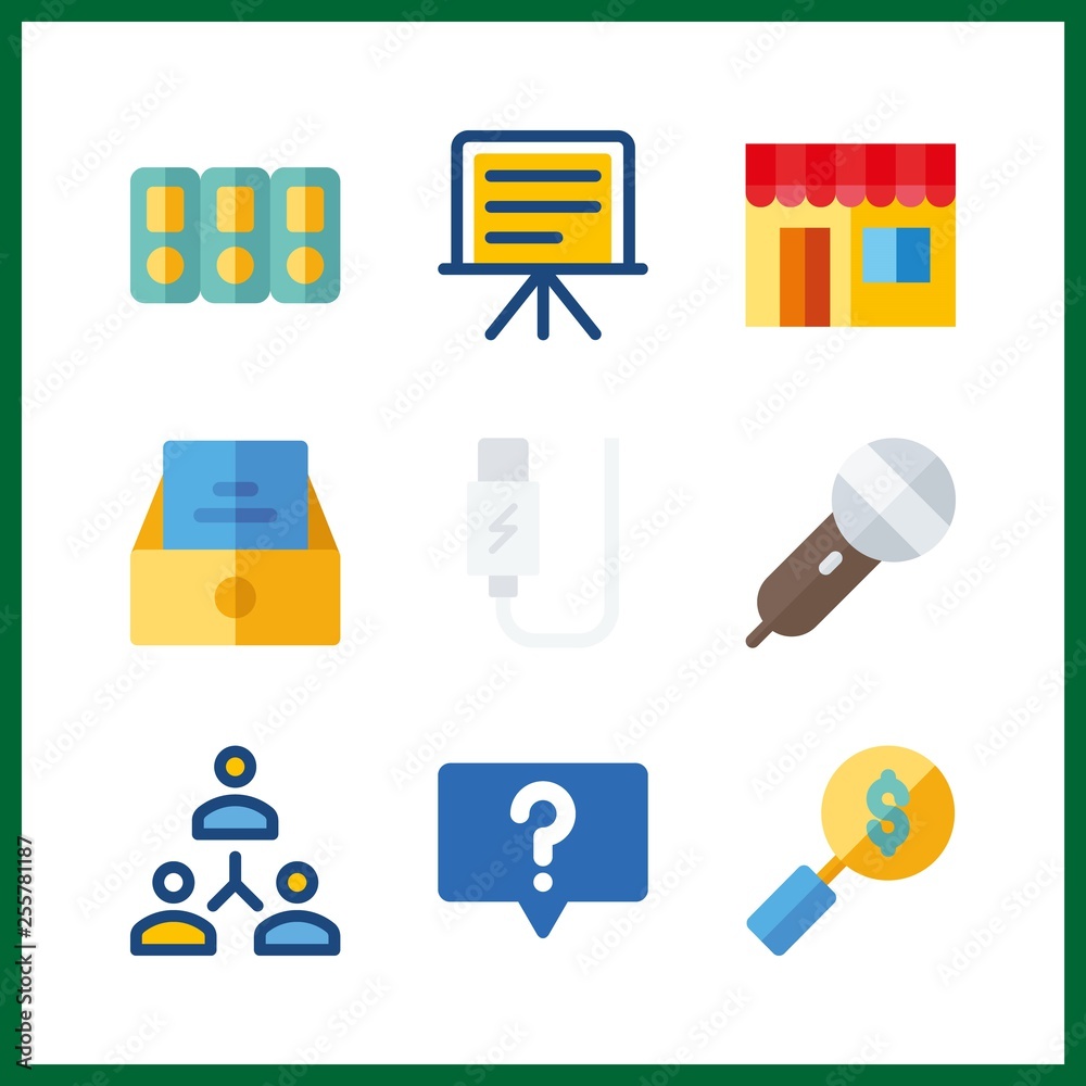 9 information icon. Vector illustration information set. presentation and inbox icons for information works 9 information icon. Vector illustration information set. presentation and inbox icons for information works