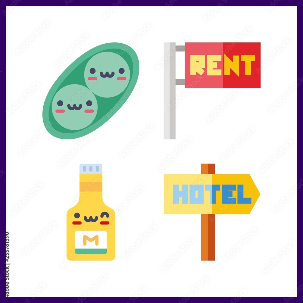 4 seed icon. Vector illustration seed set. maps and flags and pea icons for seed works