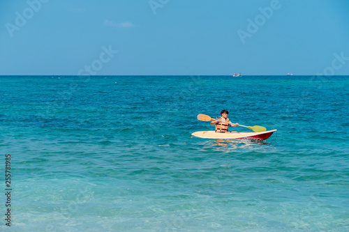 Kayak by the sea, active water sport and leisure, kayaking 