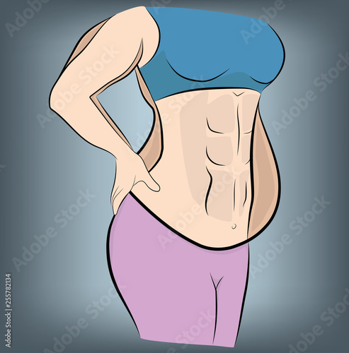 woman before and after losing weight. vector illustration.
