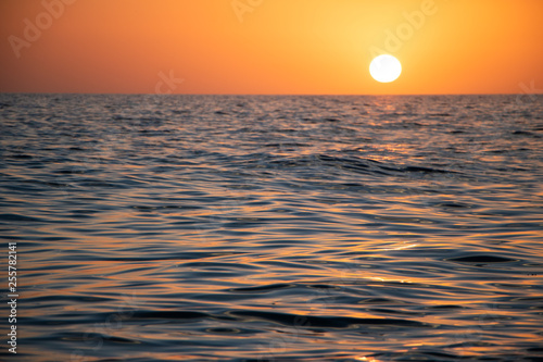 Fototapeta Naklejka Na Ścianę i Meble -  Peaceful sunset over Gulf of Mexico during clear evening 