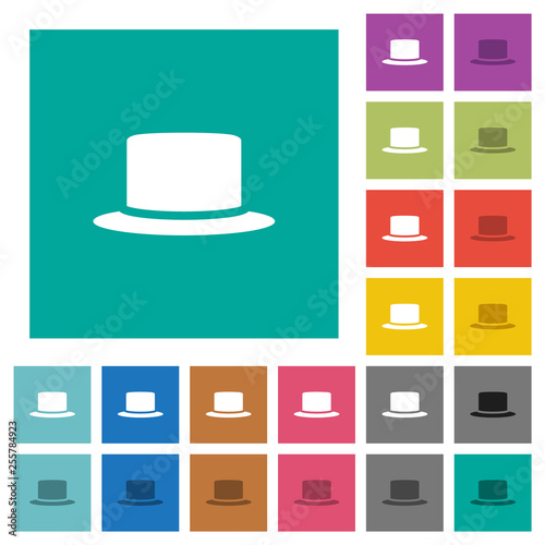Silk hat square flat multi colored icons