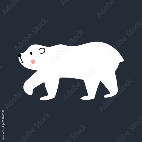 Cute kids hand drawn nursery poster with polar bear animal. Color vector illustration.