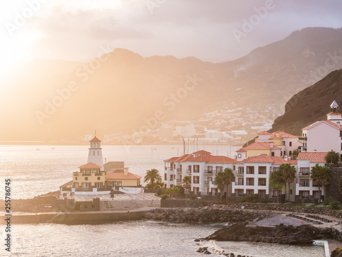 Obraz na płótnie View of Canical, a town in the Madeira island, Portugal, at sunset w salonie