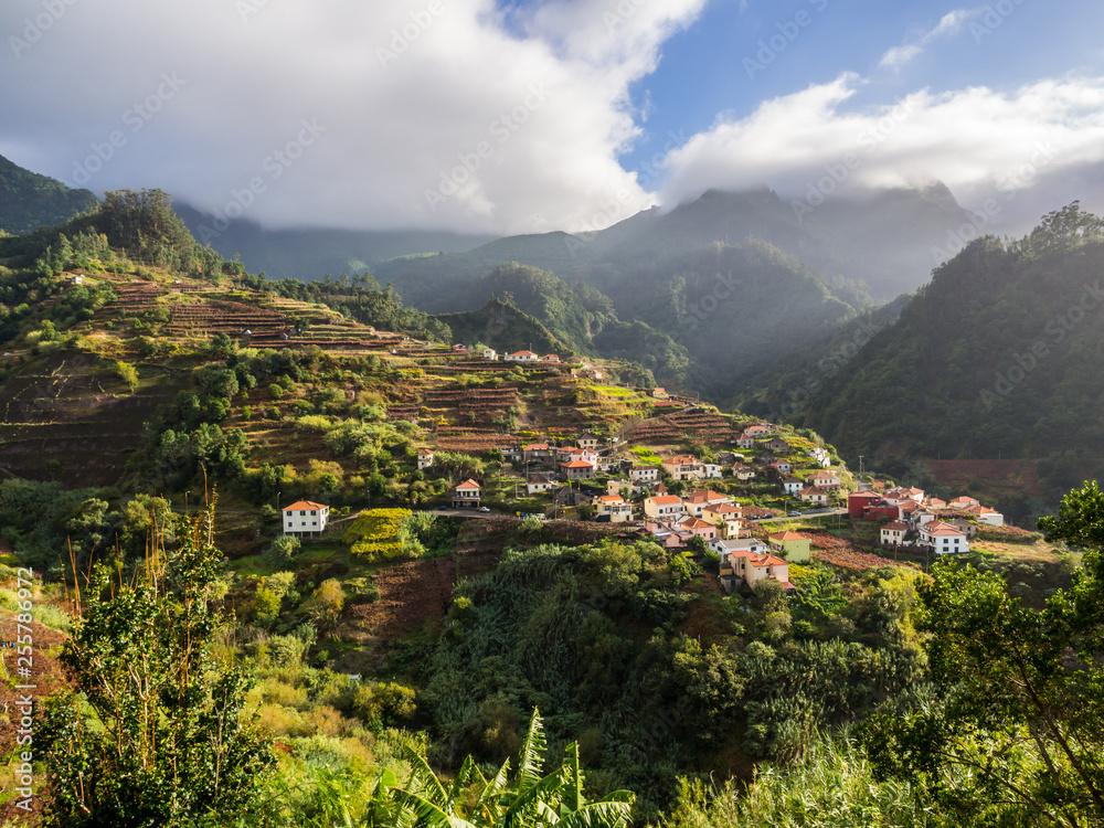 Landscape with a small village on the Madeira island, Portugal