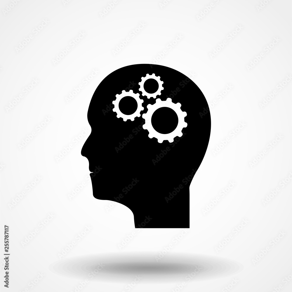 Pictograph of gear in head icon. Vector Eps 10 Pictograph of gear in head icon. Vector Eps 10