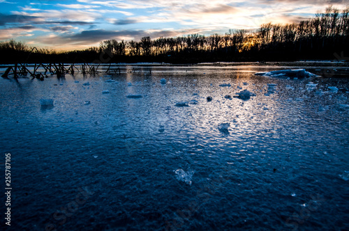 very colorful and the best sunset on the not completely frozen river-Ural © Павел Чигирь