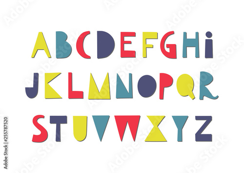 Vector fun papercut colorful uppercase alphabet