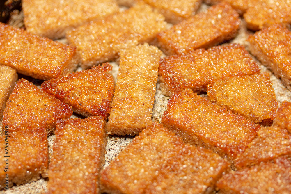 A delicious and flavorful fried slices of bread A delicious and flavorful fried slices of bread