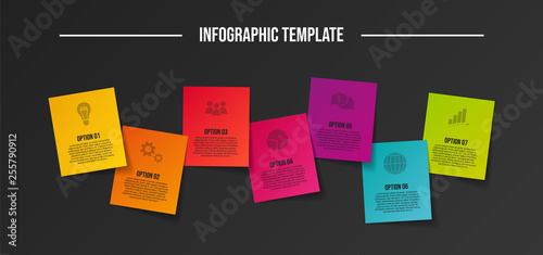 Business presentation slide with icons - company timeline. Vector