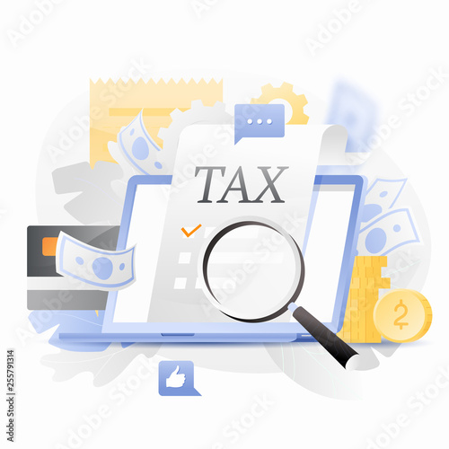 Tax Form and Laptop Illustration