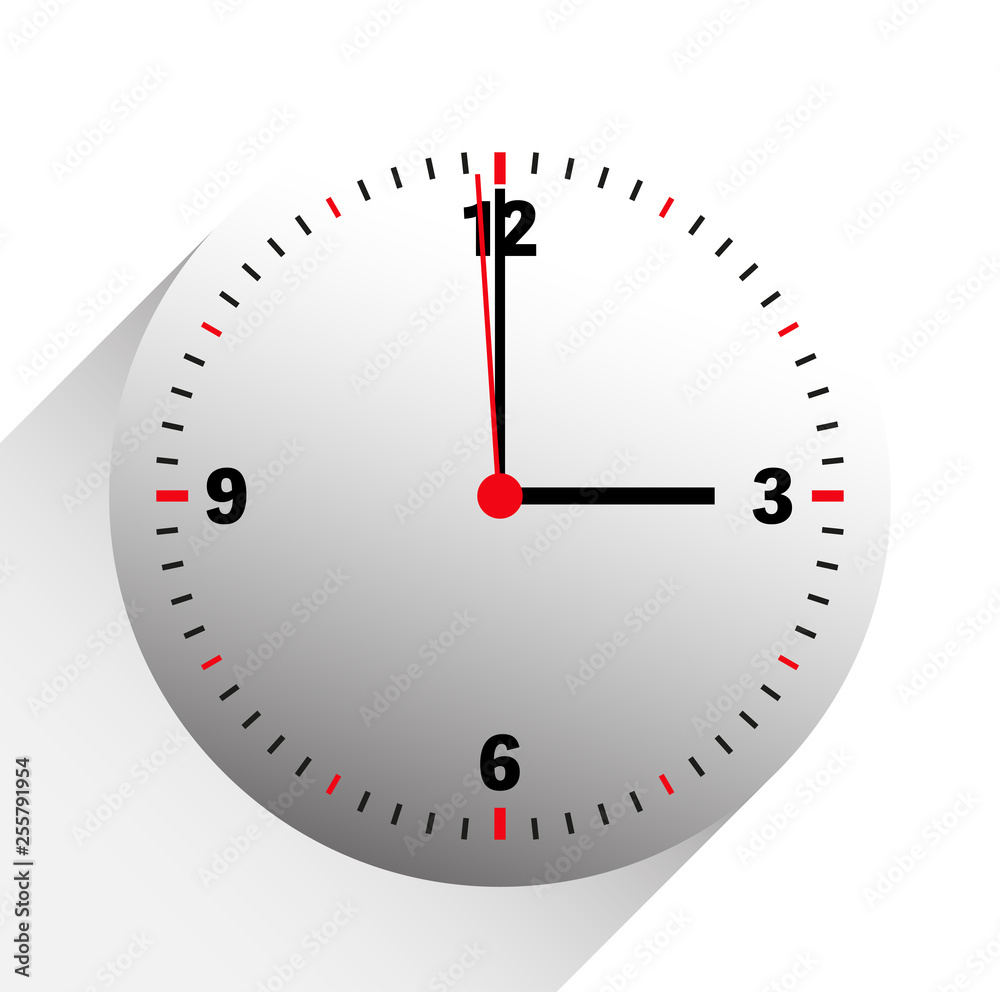 clock vector illustration showing 3 o'clock on white clock vector illustration showing 3 o'clock on white