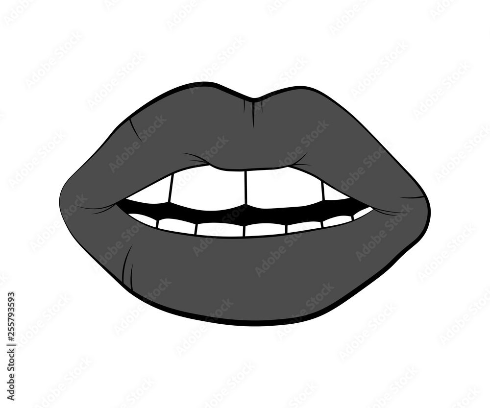 Vector lip symbol isolated on white background. kiss black lip contour. linear icon illustration. Woman's black lips drawing Vector lip symbol isolated on white background. kiss black lip contour. linear icon illustration. Woman's black lips drawing