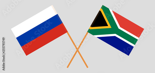 RSA and Russia. The South African and Russian flags. Official colors. Correct proportion. Vector