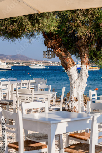 Greek taverna near the sea at Antiparos island, Greece