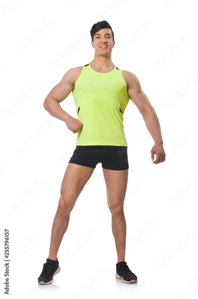 Strong male athlete isolated on white Strong male athlete isolated on white