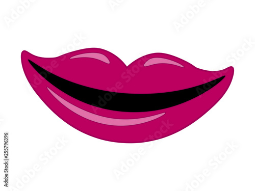 Vector lip symbol isolated on white background. kiss lip contour. linear icon illustration. Woman's crimson lips drawing