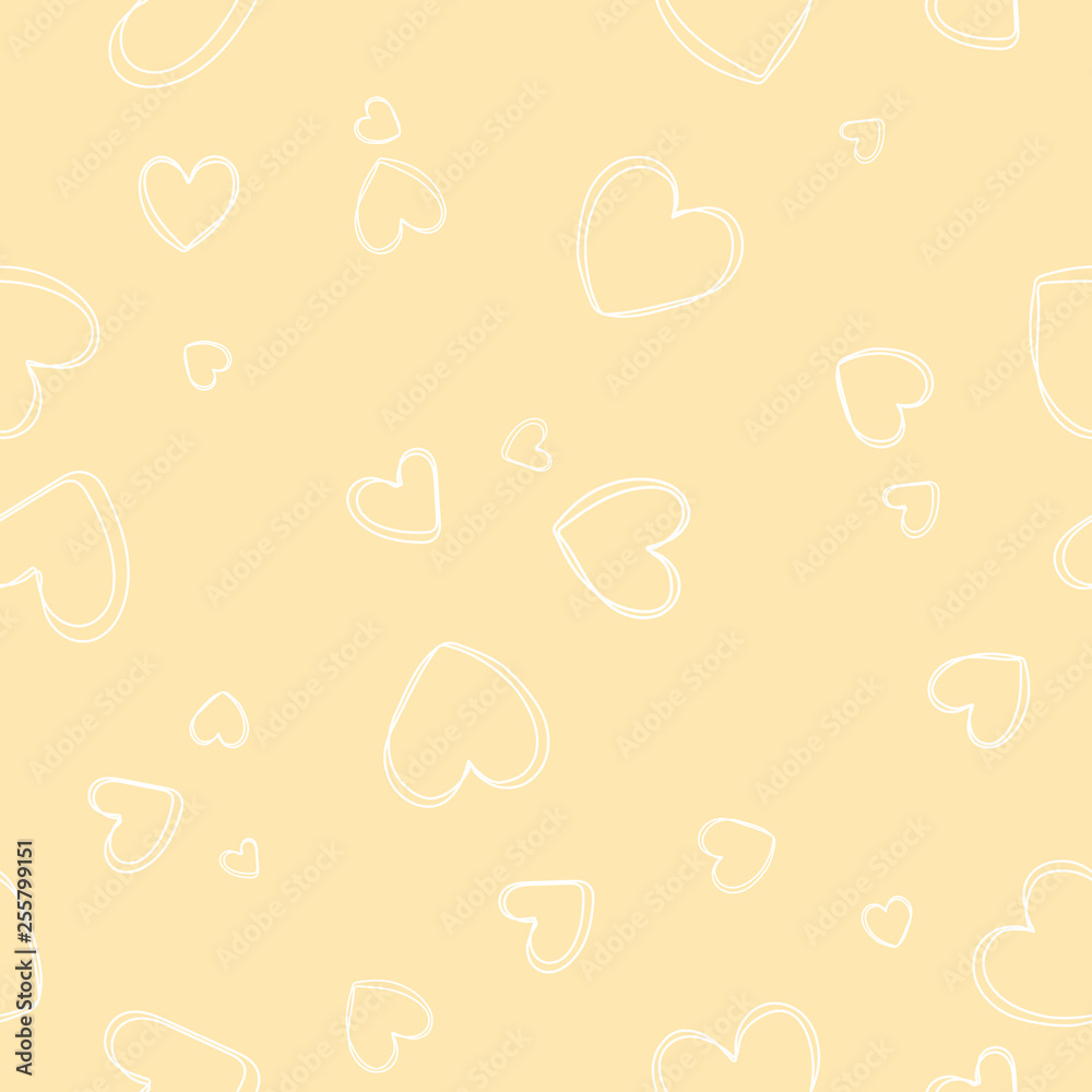 Soft, pastel yellow background with hearts. Vector seamless pattern with  hearts. Cute sweet love baby background. Colorful design for textile,  wallpaper, fabric, decor. Stock Vector | Adobe Stock