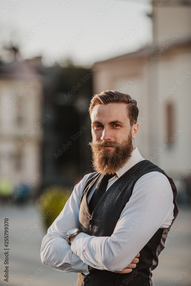 Fototapeta premium Handsome bearded businessman in Zrenjanin