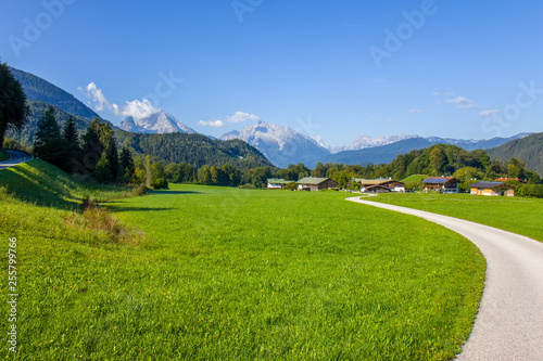 Beautiful view on the road and village in Austria