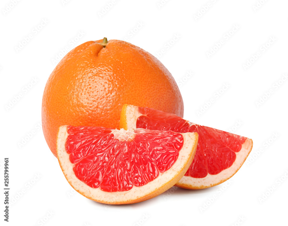 Ripe grapefruit on white background. Fresh fruit Ripe grapefruit on white background. Fresh fruit