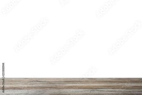 Empty wooden surface against white background. Mockup for design © New Africa