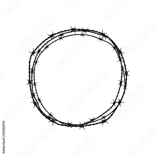 Barbed wire circle. Vector illustration. Isolated.