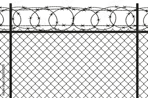 Fence with  barbed wire illustration. Vector. Isolated.