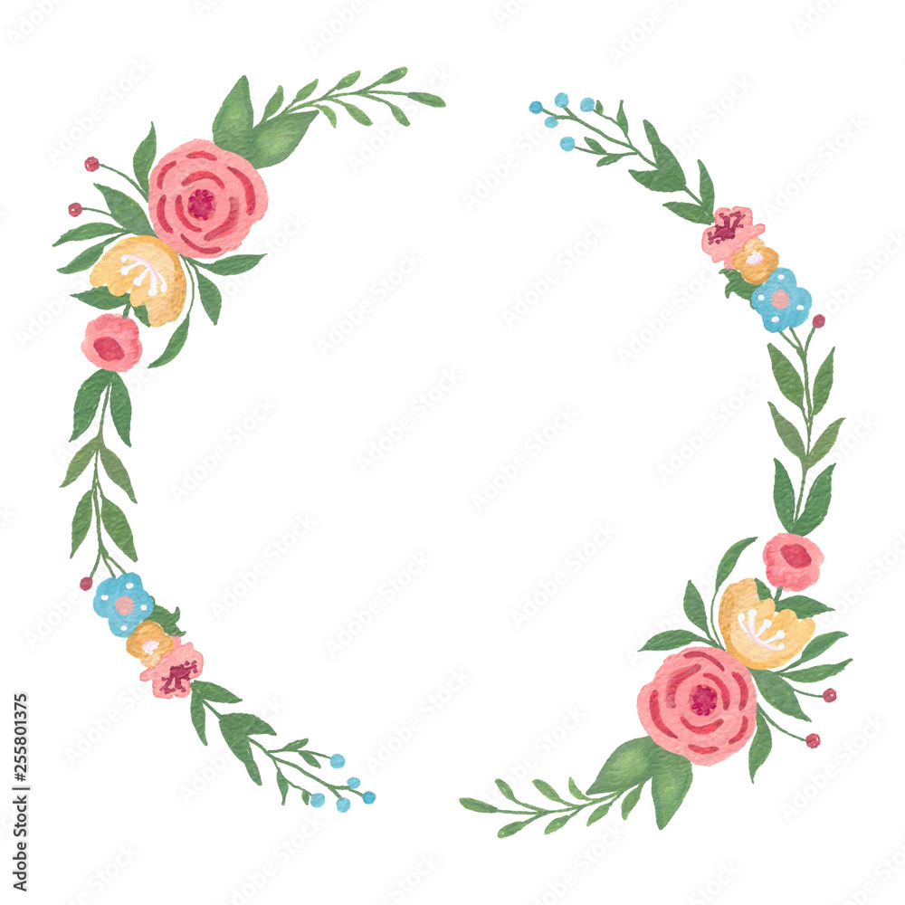 Greenery floral frame , leaf wreath, watercolor wreath, Template for invitations, greeting cards, prints.