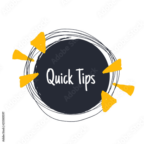 Quick tip in grunge style. Education idea vector concept set. Business concept isolated on white background. Solution symbol.