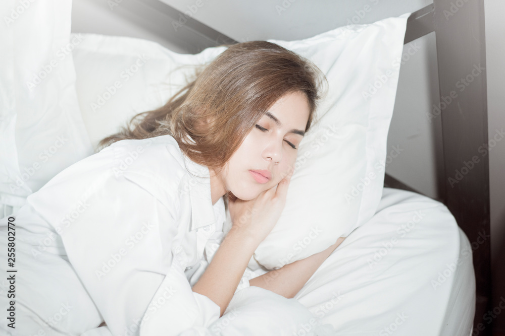 Beautiful woman sleeping on bed Beautiful woman sleeping on bed