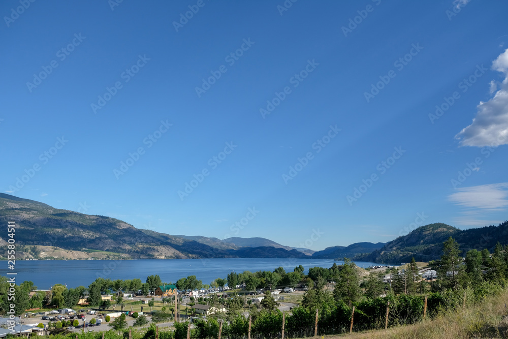 View of Skaha Lake from the Skaha Bluffs area of Penticton, British Columbia during Peachfest