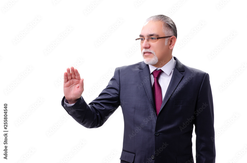 Aged businessman employee isolated on white Aged businessman employee isolated on white