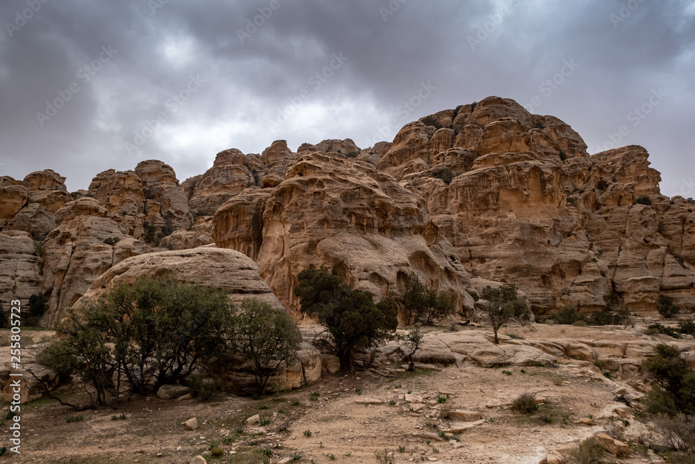 Stone formation landscape in Little Petra Jordan