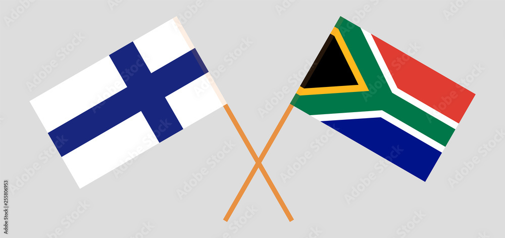 RSA and Finland. The South African and Finnish flags. Official colors. Correct proportion. Vector