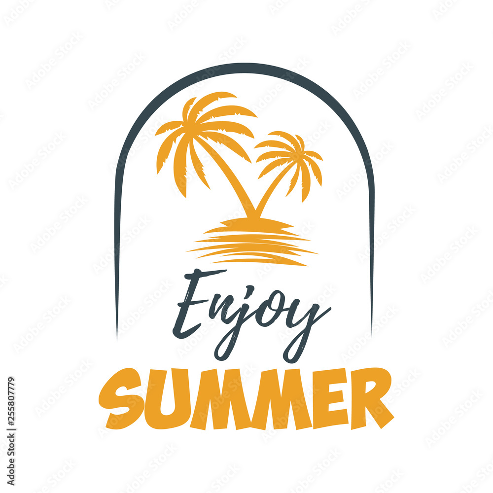 Obraz premium Summer emblem with palms. Design element for logo, label, sign, poster, t shirt.