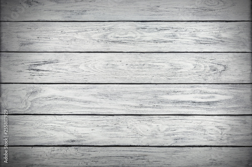 Natural background of white wooden plank boards horizontal