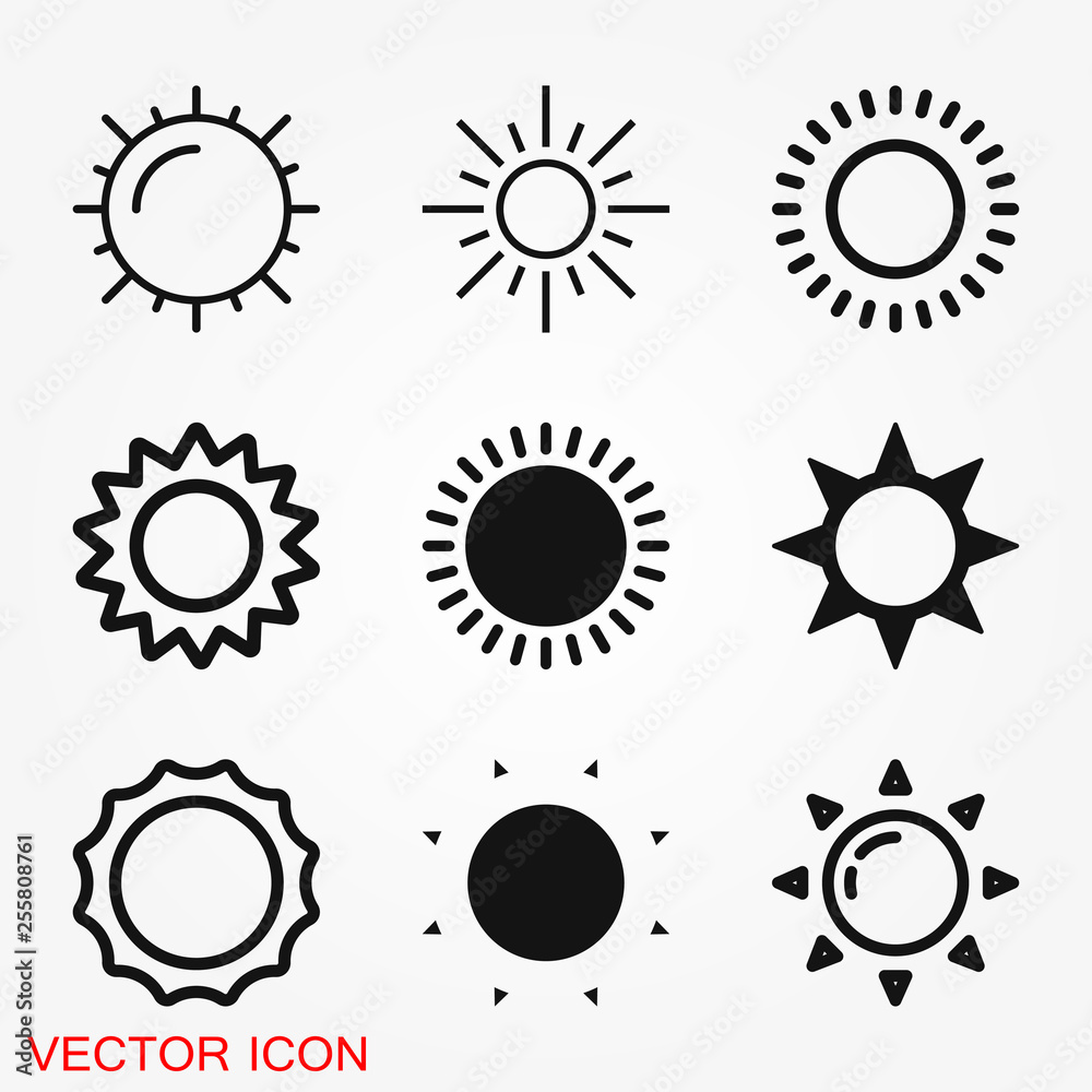 Fototapeta premium Sun Icon vector sign symbol for design