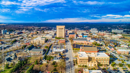 Fototapeta Naklejka Na Ścianę i Meble -  Downtown Spartanburg, South Carolina, USA Drone Aerial