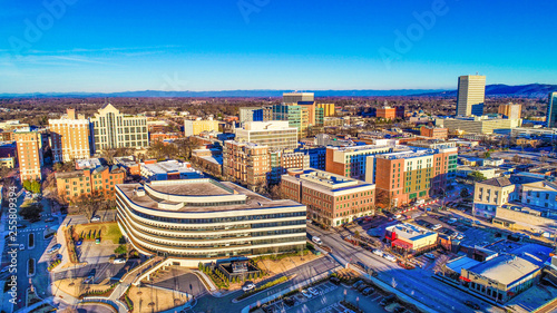 Drone Aerial Panorama of Downtown Greenville South Carolina