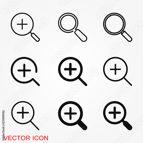 Zoom icon vector sign symbol for design