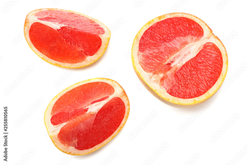 healthy food. sliced grapefruit isolated on white background. top view healthy food. sliced grapefruit isolated on white background. top view