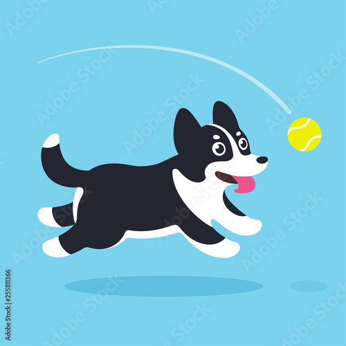 Cartoon dog running after ball