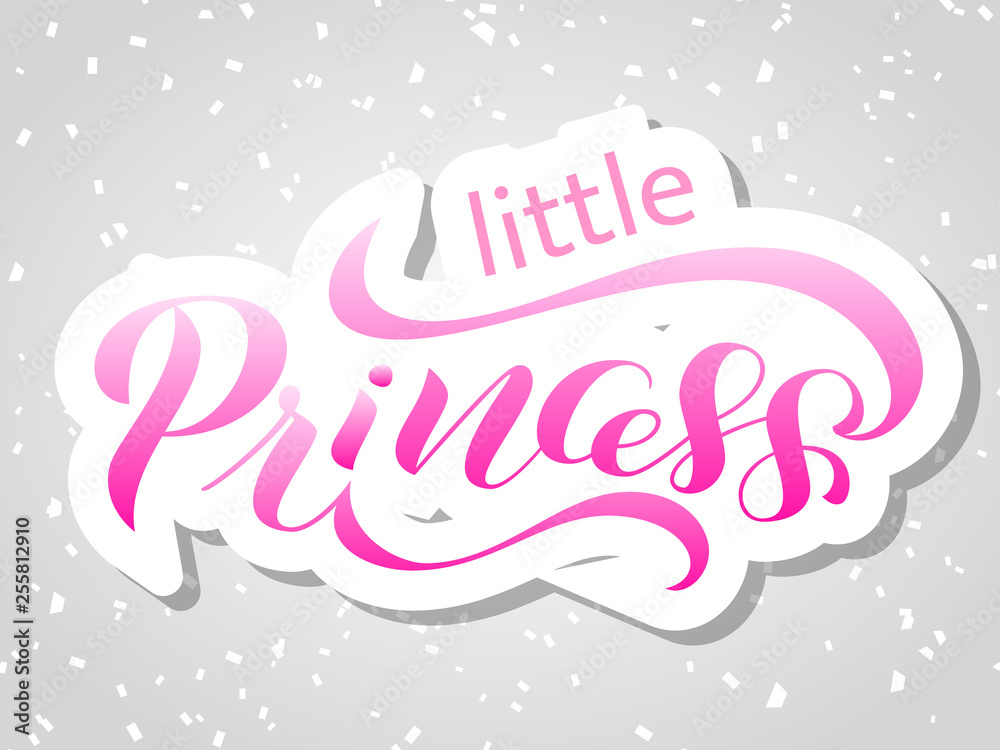 Brush Lettering sticker little Princess. Vector pink illustration Brush Lettering sticker little Princess. Vector pink illustration