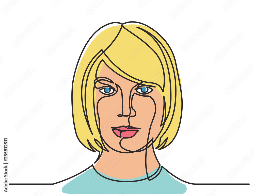 continuous line drawing of confident woman portrait on white background continuous line drawing of confident woman portrait on white background