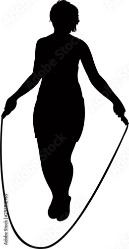 woman jumping rope, silhouette vector