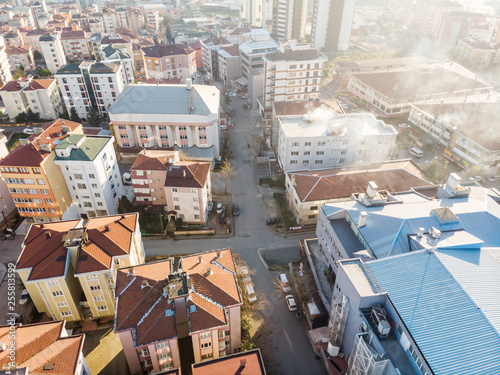 Aerial Drone View of Unplanned Urbanization City of Istanbul Kartal Yakacik. photo